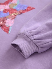 Lilac Purple Sequin Star Jumper Dress (3-16yrs) - Image 8 of 8