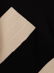 Reiss Black/Camel Jem Petite Knitted Colourblock Asymmetric Midi Dress - Image 6 of 7