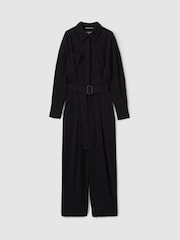 Reiss Black Rochelle Atelier Belted Crepe Jumpsuit - Image 2 of 6