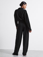 Reiss Black Rochelle Atelier Belted Crepe Jumpsuit - Image 5 of 6