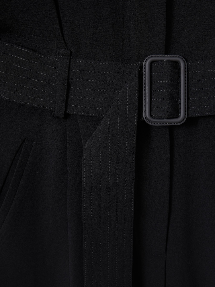 Reiss Black Rochelle Atelier Belted Crepe Jumpsuit - Image 6 of 6
