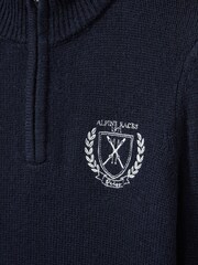 Reiss Navy Mathieu 3-9 yrs Embroidered Quarter Zip Jumper with Cashmere Wool and Cotton - Image 4 of 4