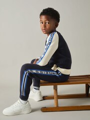 Reiss Navy/Blue Kelvin Logo Jacquard Joggers with Wool - Image 3 of 4