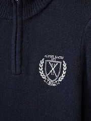 Reiss Navy Mathieu 9-13 yrs Embroidered Quarter Zip Jumper with Cashmere Wool and Cotton - Image 4 of 4