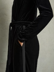 Reiss Black Vera Velvet Belted Wide Leg Jumpsuit - Image 5 of 10