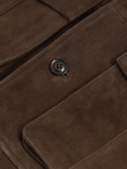 Reiss Chocolate Brown Roland Suede Harrington Jacket - Image 5 of 6