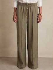 Reiss Khaki Oe Carrigan Lyocell-Blend Drawstring Trousers - Image 3 of 6