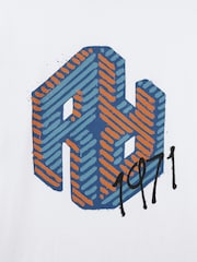 Reiss Optic White Luka 3-9 yrs Oversized Cotton Graffiti Print Crew Neck T-Shirt - Image 4 of 4