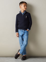 Reiss Navy Arden 3-9 yrs Quarter Zip Jumper - Image 1 of 4