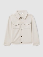 Reiss Cement Medina Interlock Jersey Zip-Through Jacket - Image 1 of 4