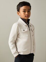 Reiss Cement Medina Interlock Jersey Zip-Through Jacket - Image 2 of 4