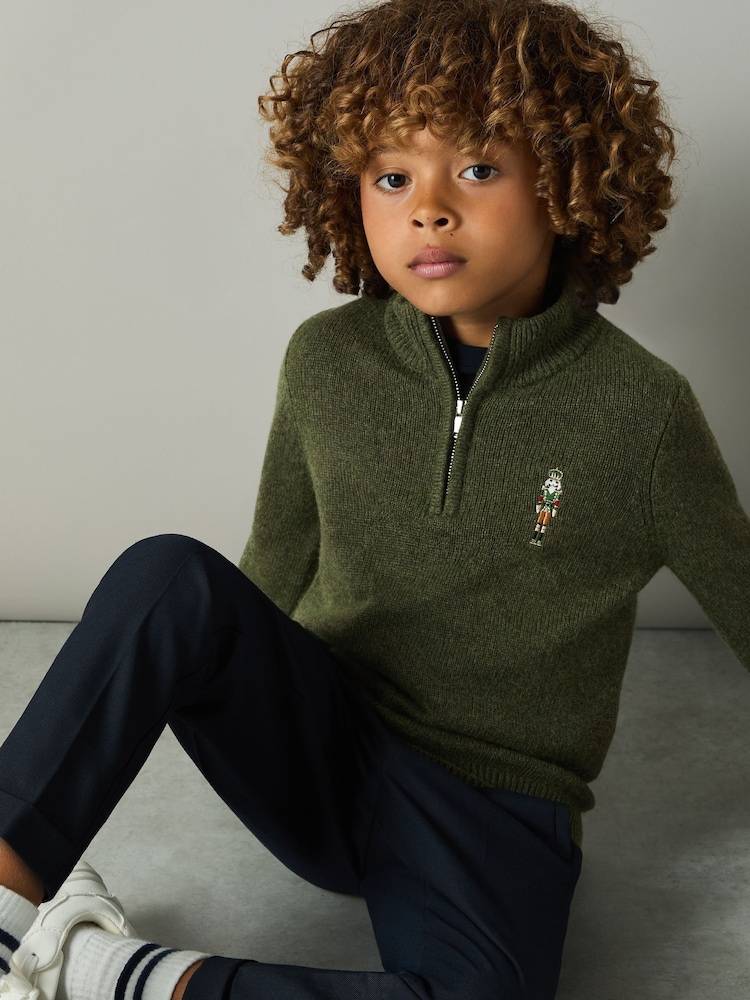 Reiss Forest Green Arden 9-13 yrs Quarter Zip Jumper - Image 1 of 4