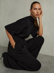 Reiss Black Ruby Topstitched-Cady Jumpsuit - Image 3 of 7