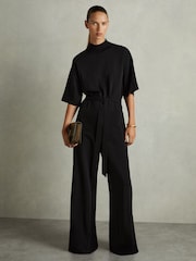 Reiss Black Ruby Topstitched-Cady Jumpsuit - Image 6 of 7
