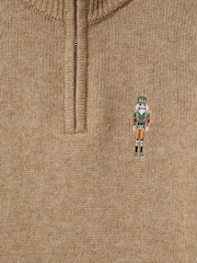 Reiss Camel Brown Melange Arden 9-13 yrs Quarter Zip Jumper - Image 4 of 4