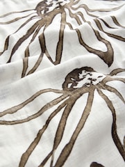 Cream однотонный с принтом цветов - лен Scoop Back Mini Shift платья - Image 7 of 7