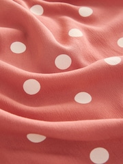 Terracotta and Cream Spot Kimono Sleeve Tie Waist Maxi Dress - Image 7 of 7
