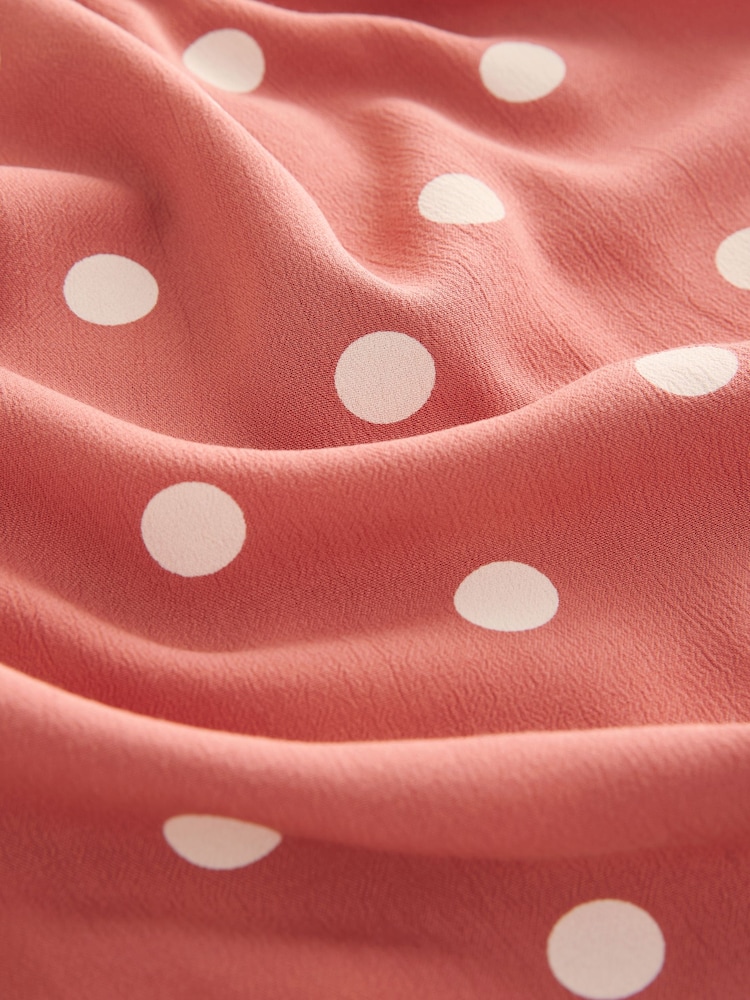 Terracotta and Cream Spot Kimono Sleeve Tie Waist Maxi Dress - Image 7 of 7