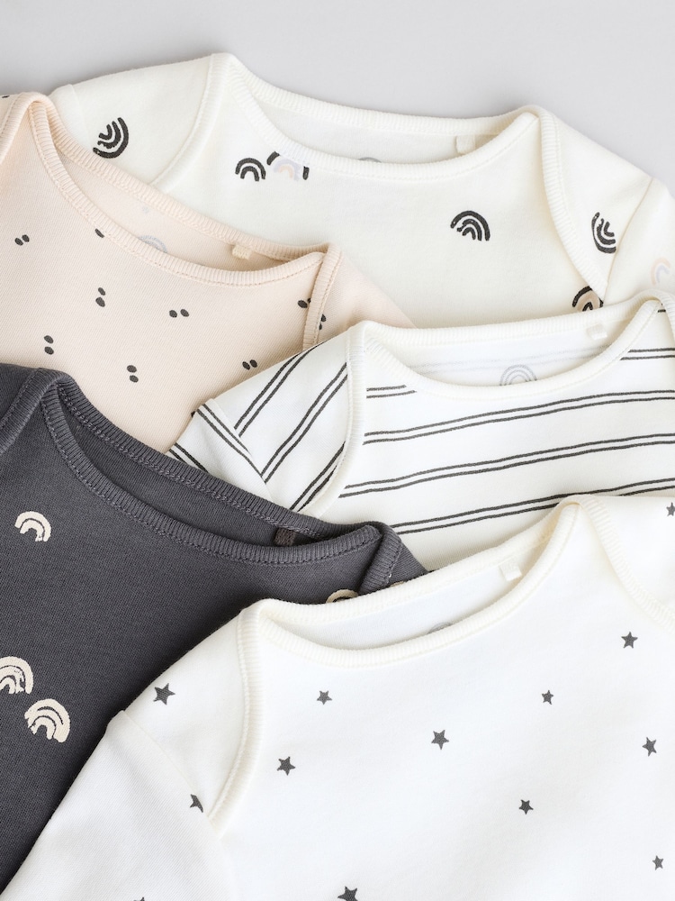 Black and White Baby Long Sleeve Bodysuits 5 Pack - Image 11 of 13