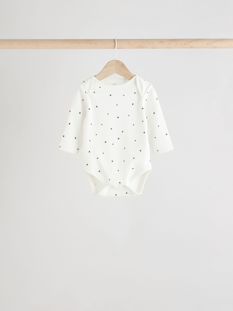 Black and White Baby Long Sleeve Bodysuits 5 Pack - Image 3 of 13