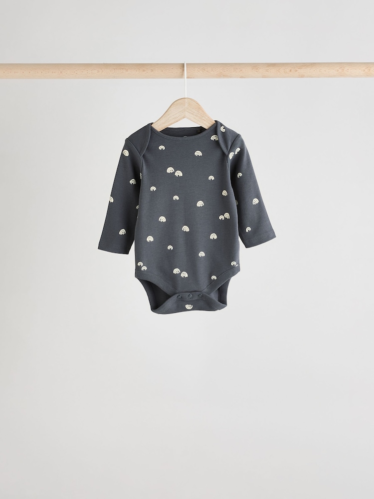 Black and White Baby Long Sleeve Bodysuits 5 Pack - Image 5 of 13