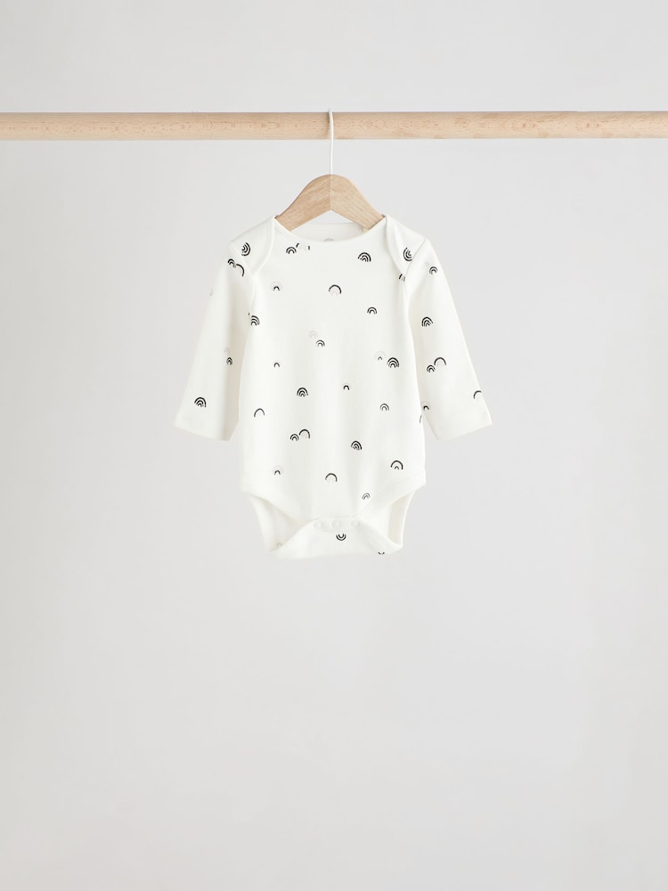 Black and White Baby Long Sleeve Bodysuits 5 Pack - Image 8 of 13