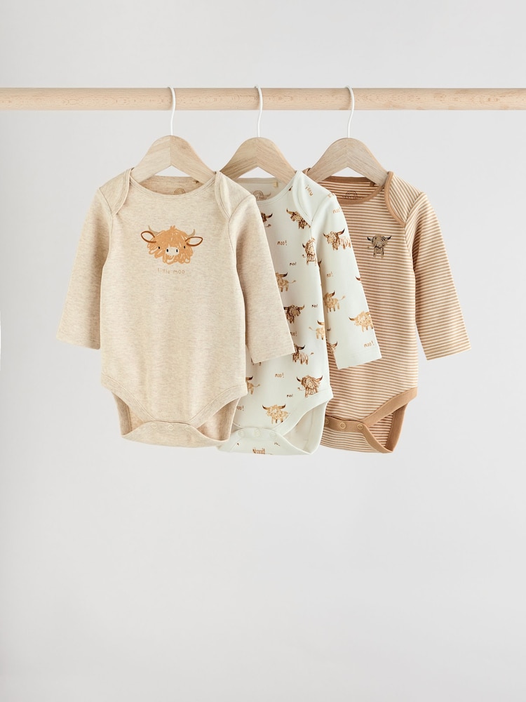 Neutral Hamish Baby Bodysuits 3 Pack - Image 1 of 11