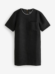 Black Boucle Short Sleeve Mini Dress - Image 4 of 6