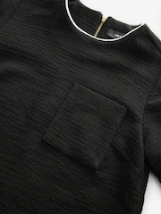 Black Boucle Short Sleeve Mini Dress - Image 5 of 6