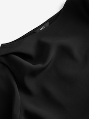 Black Ruched Short Sleeve Midi Dress - Image 5 of 6