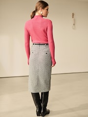 Black/White Boucle Mono Textured Pencil Skirt - Image 3 of 8