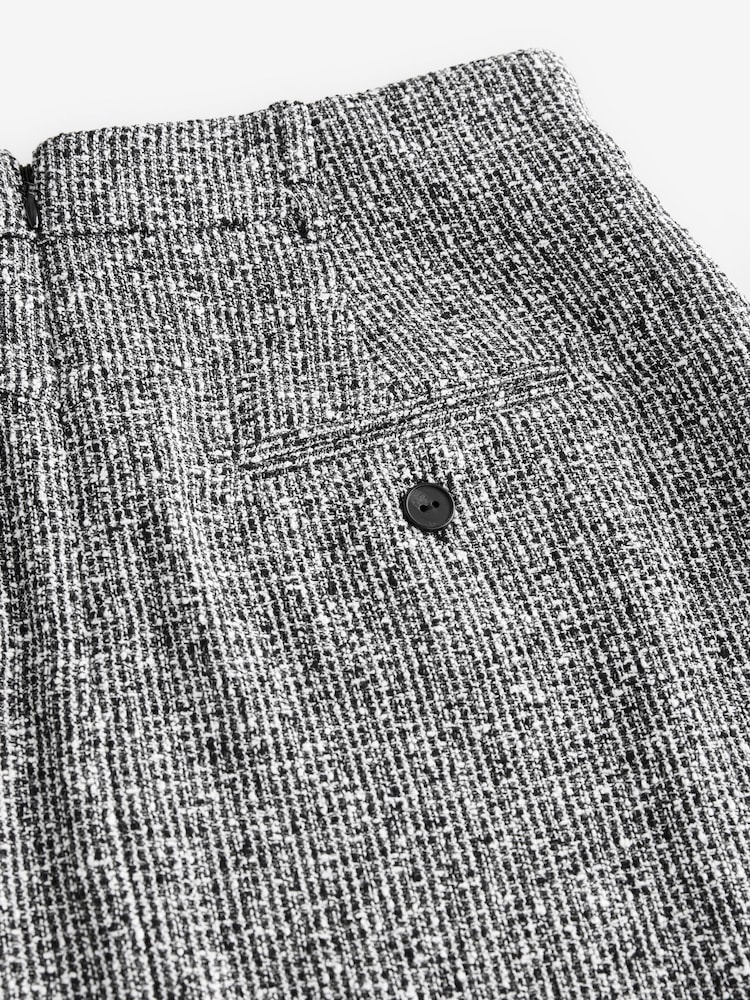 Schwarz/Weiß - Bouclé-Strukturierter einfarbiger Bleistiftrock - Image 7 of 8