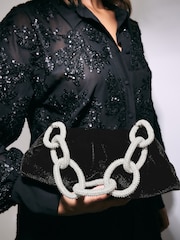 Black Velvet Jewelled Handle Bag - Image 3 of 9