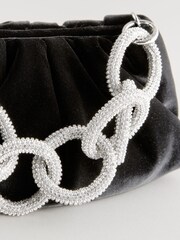 Black Velvet Jewelled Handle Bag - Image 8 of 9