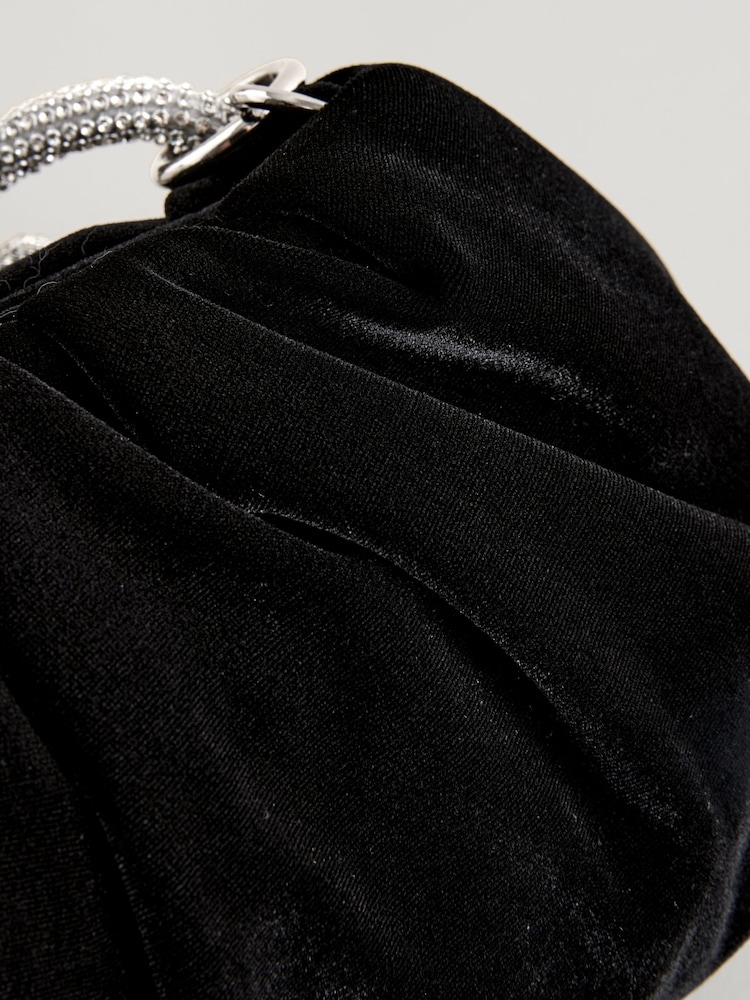 Black Velvet Jewelled Handle Bag - Image 9 of 9