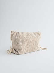 Cream Textured Velvet Snap Clutch - Image 11 of 11