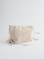 Cream Textured Velvet Snap Clutch - Image 4 of 11