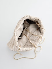Cream Textured Velvet Snap Clutch - Image 8 of 11