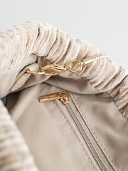 Cream Textured Velvet Snap Clutch - Image 9 of 11