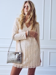 Silver Chain Disc Shoulder Bag - Image 1 of 1