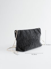 Black Textured Velvet Snap Clutch - Image 4 of 9