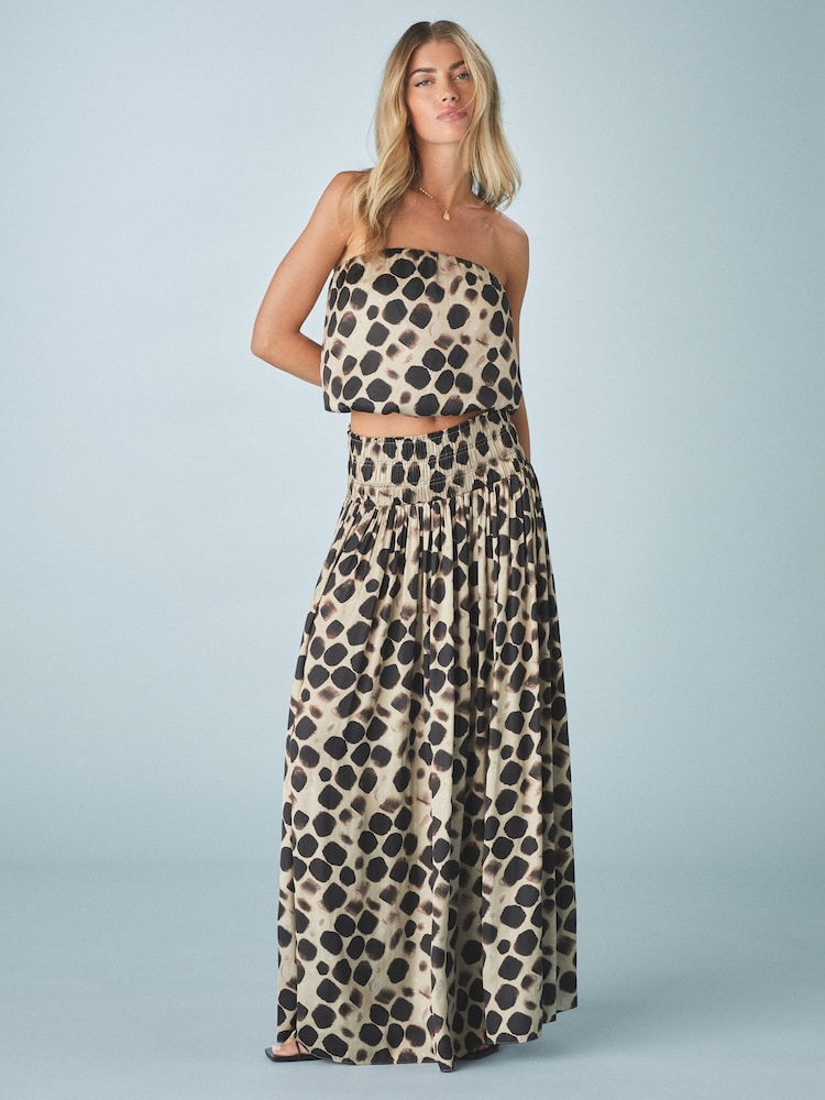 Or - Jupes Satin plissées imprimées Maxi - Image 1 of 7
