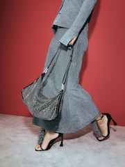 Black Mesh Sparkle Shoulder Bag - Image 1 of 10