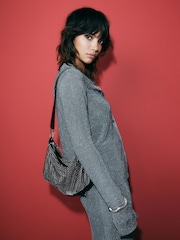 Black Mesh Sparkle Shoulder Bag - Image 4 of 10