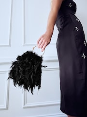 Black Feather Ring Handheld Bag - Image 1 of 10