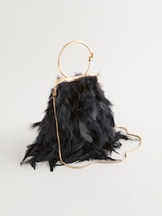 Black Feather Ring Handheld Bag - Image 5 of 10