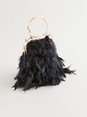 Black Feather Ring Handheld Bag - Image 6 of 10
