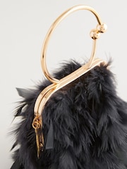 Black Feather Ring Handheld Bag - Image 7 of 10