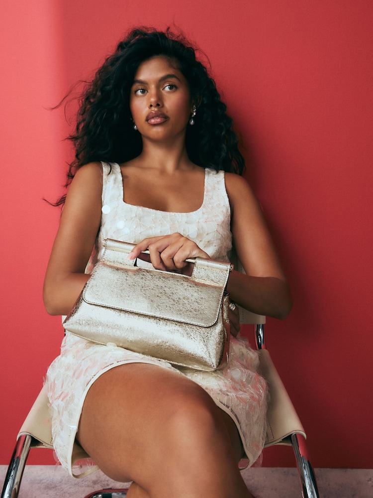 Gold - Clutch mit Henkel - Bild 2 von 12