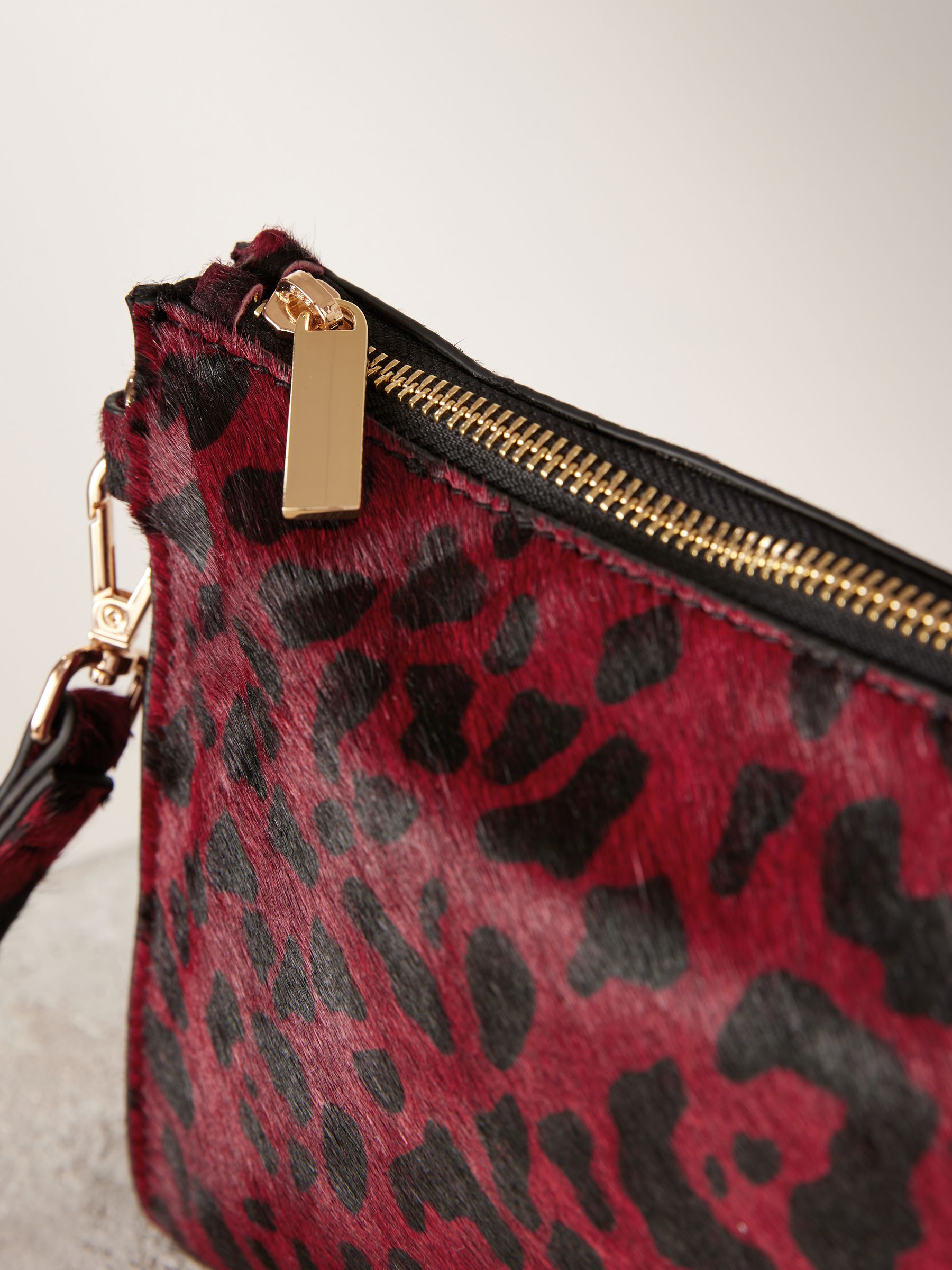 Red Leather Structured Clutch Bag